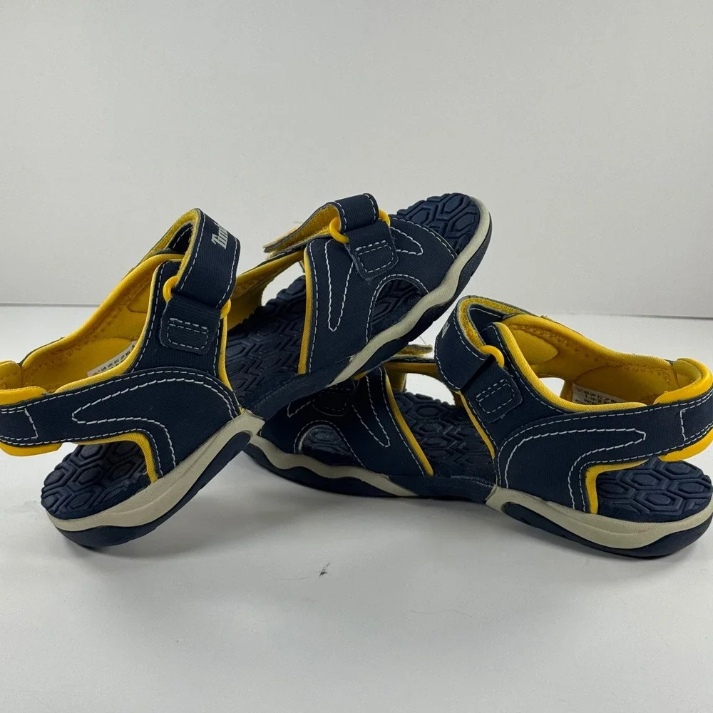 Timberland Adventure Seeker Boys‎ Navy Yellow Sandals A5798 Size 2 US